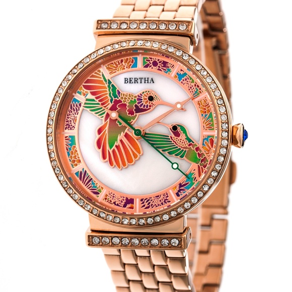 Rose Gold Bracelet Watch with Hummingbird Dial main image 4
